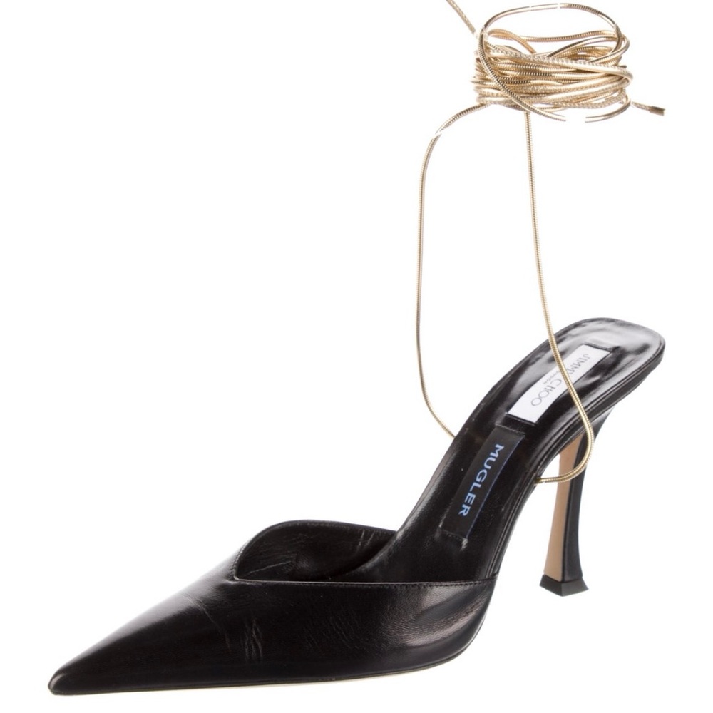 Jimmy choo x mugler gladiator mules with gold chains. MRSP $1200 - size 40/10.